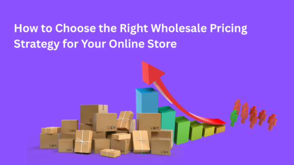 Online store owner reviewing pricing charts and product margins for wholesale products on a laptop screen.